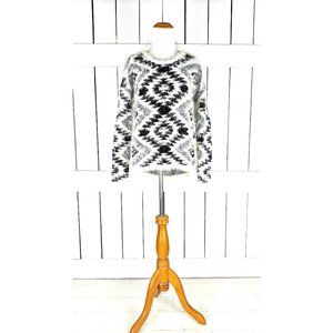 90s tribal knit fuzzy furry pullover sweater/tribal sweater